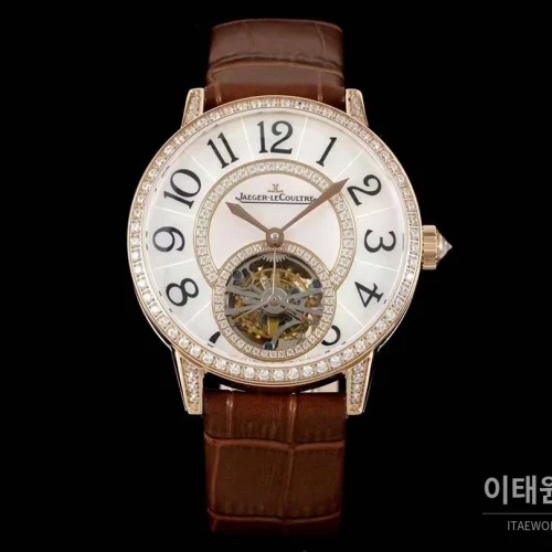예거르쿨트르 랑데부 투르비옹 다이아몬드 자개다이얼 오토매틱 39mm 브라운 가죽 스트랩