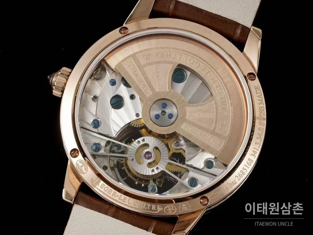 예거르쿨트르 랑데부 투르비옹 다이아몬드 자개다이얼 오토매틱 39mm 브라운 가죽 스트랩