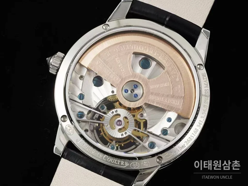 예거르쿨트르 랑데부 투르비옹 다이아몬드 자개다이얼 오토매틱 39mm 블랙 가죽 스트랩