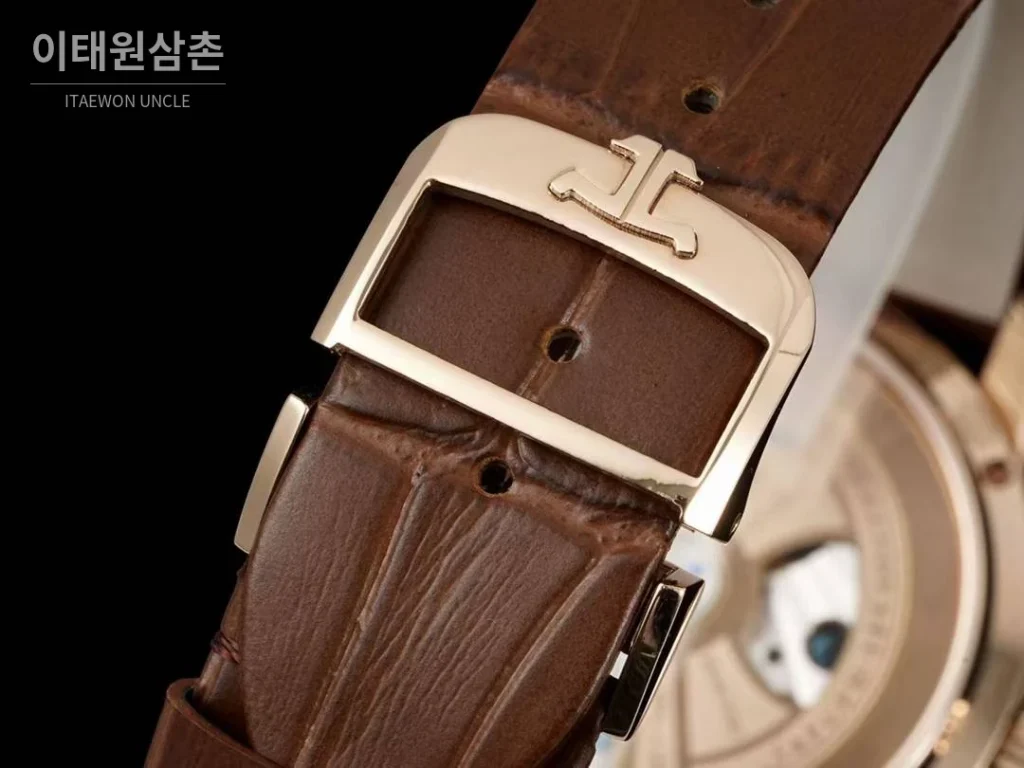 예거르쿨트르 랑데부 투르비옹 다이아몬드 자개다이얼 오토매틱 39mm 브라운 가죽 스트랩