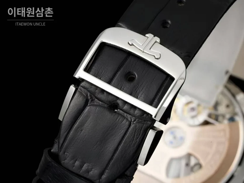 예거르쿨트르 랑데부 투르비옹 다이아몬드 자개다이얼 오토매틱 39mm 블랙 가죽 스트랩