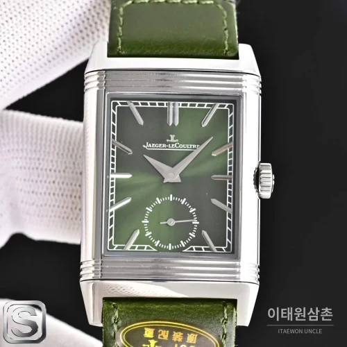 예거르쿨트르 리베르소 트리뷰트 듀오페이스 스몰 세컨즈 수동 시계 47mm Q3988482 그린 다이얼