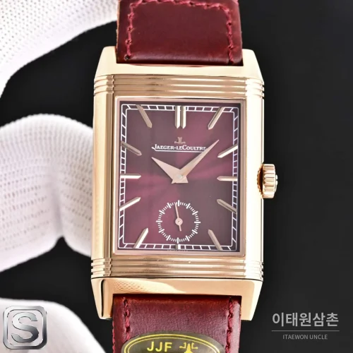 예거르쿨트르 리베르소 트리뷰트 듀오페이스 스몰 세컨즈 수동 시계 47mm Q3988482 버건디 다이얼