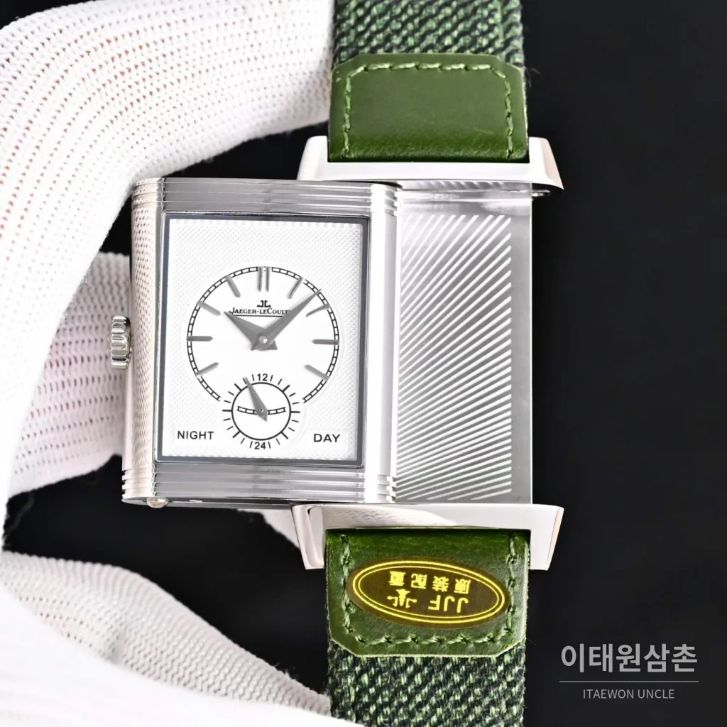 예거르쿨트르 리베르소 트리뷰트 듀오페이스 스몰 세컨즈 수동 시계 47mm Q3988482 그린 다이얼