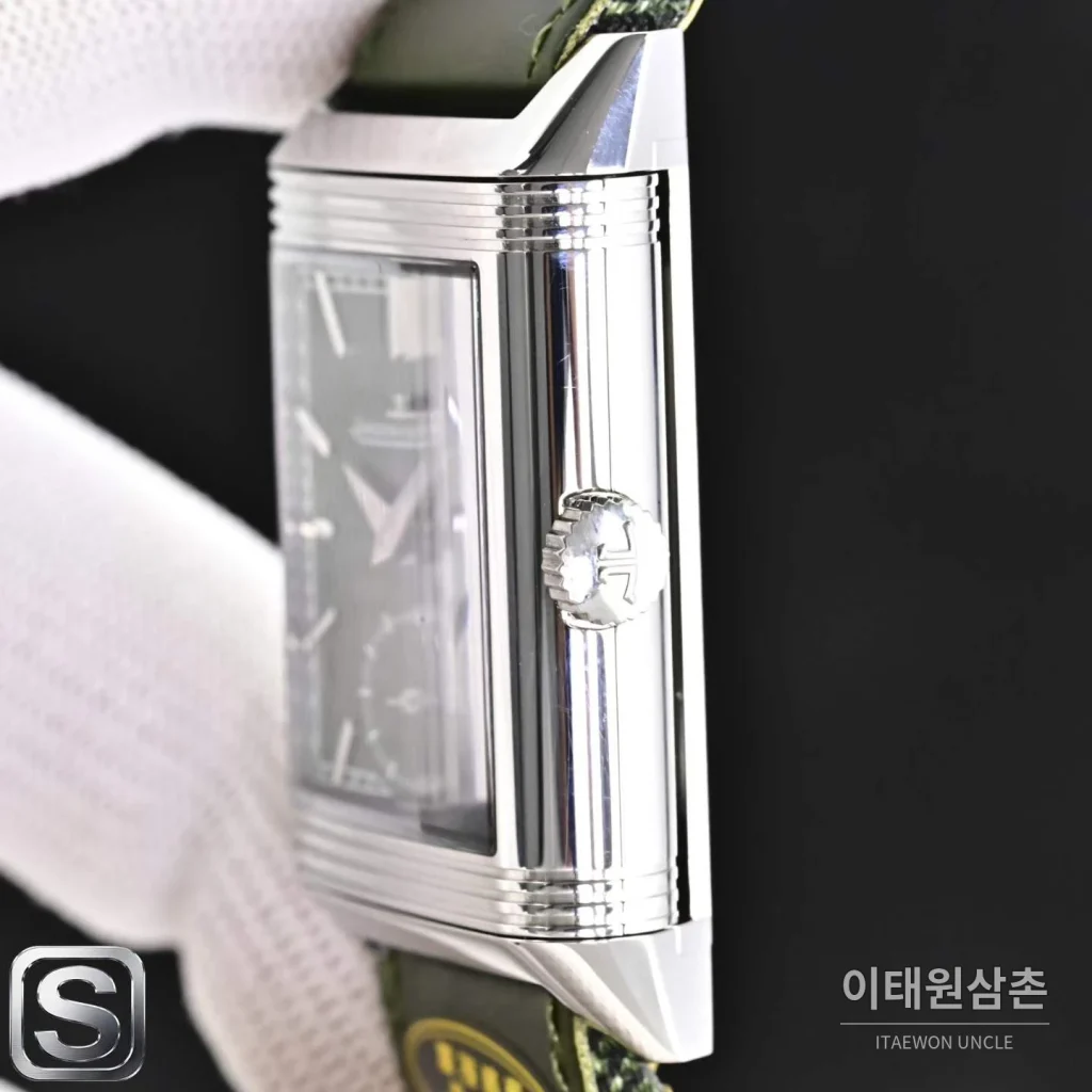 예거르쿨트르 리베르소 트리뷰트 듀오페이스 스몰 세컨즈 수동 시계 47mm Q3988482 그린 다이얼