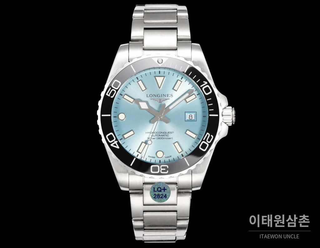 론진 3세대 하이드로콘퀘스트 세라믹 블랙베젤 스카이블루다이얼 오토매틱 42mm