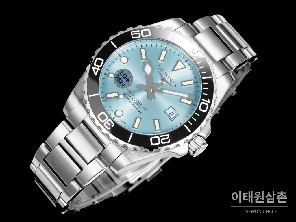론진 3세대 하이드로콘퀘스트 세라믹 블랙베젤 스카이블루다이얼 오토매틱 42mm