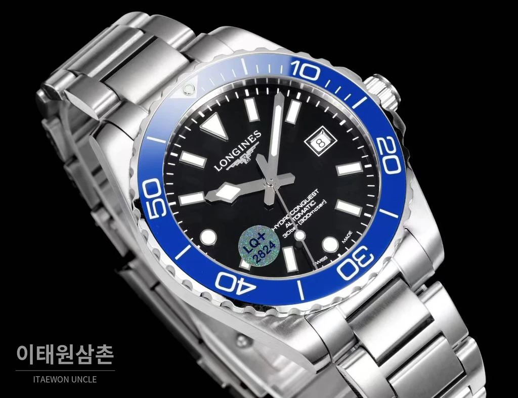 론진 3세대 하이드로콘퀘스트 세라믹 블루베젤 블랙다이얼 오토매틱 42mm