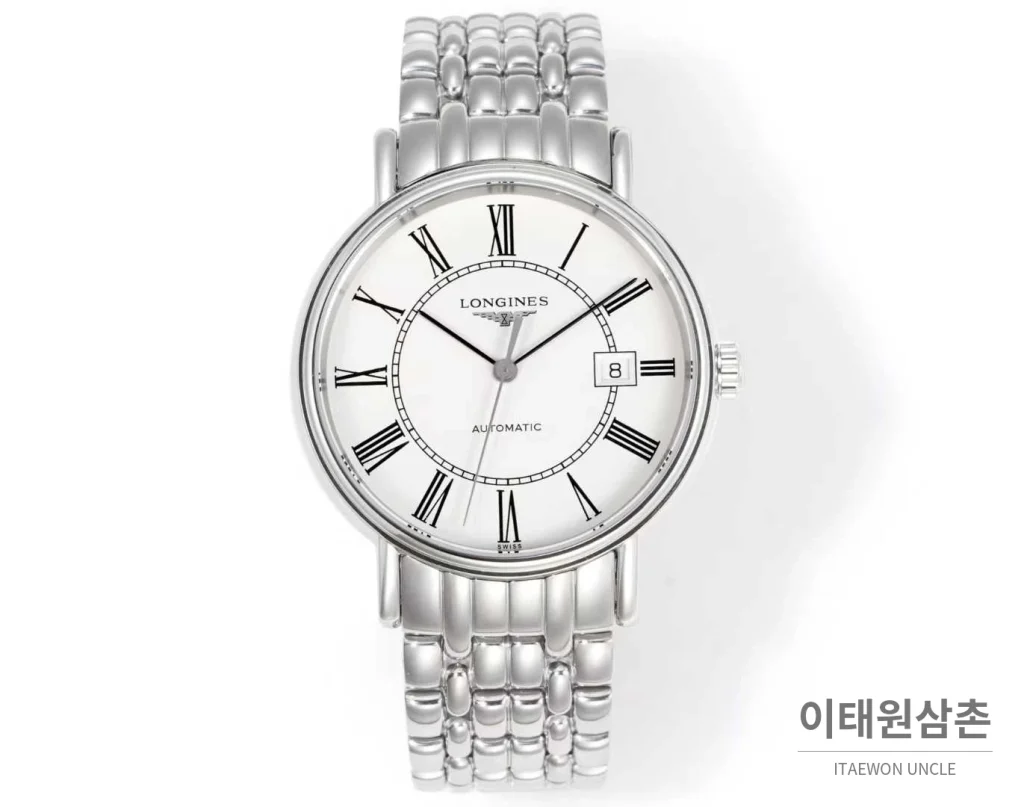 론진 클래식 스틸 화이트다이얼 심플 오토매틱 40mm 스틸 브레이슬릿 (3)