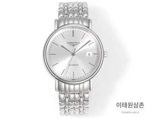 론진 클래식 스틸 화이트다이얼 심플 오토매틱 40mm 스틸 브레이슬릿 (4)