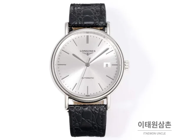 롱진 클래식 스틸 화이트다이얼 심플 오토매틱 40mm 론진 클래식 스틸 화이트다이얼 심플 오토매틱 40mm 블랙 가죽 스트랩 (4)