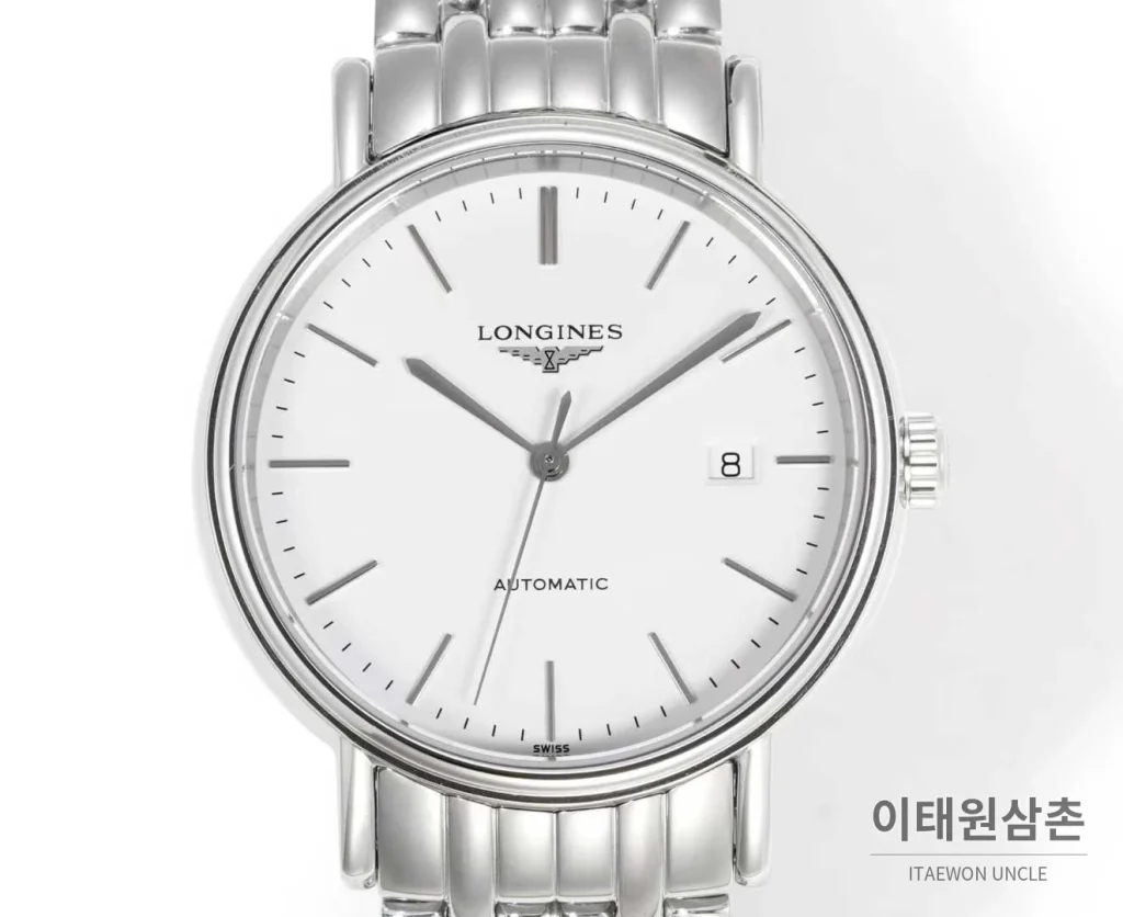 론진 클래식 스틸 화이트다이얼 심플 오토매틱 40mm 스틸 브레이슬릿