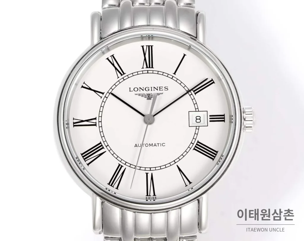 론진 클래식 스틸 화이트다이얼 심플 오토매틱 40mm 스틸 브레이슬릿 (3)