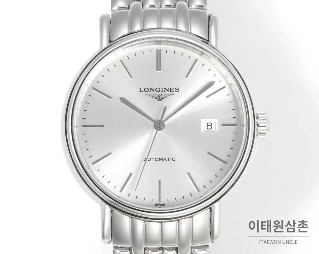 론진 클래식 스틸 화이트다이얼 심플 오토매틱 40mm 스틸 브레이슬릿 (4)