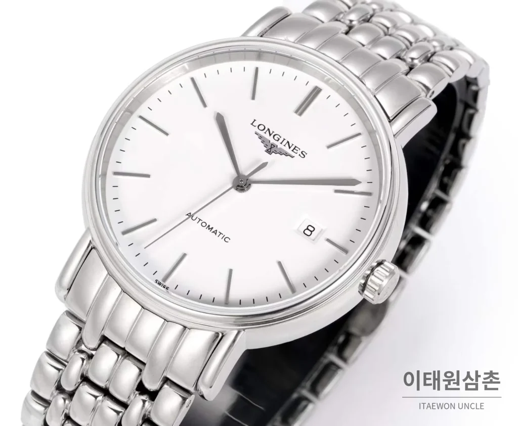 론진 클래식 스틸 화이트다이얼 심플 오토매틱 40mm 스틸 브레이슬릿