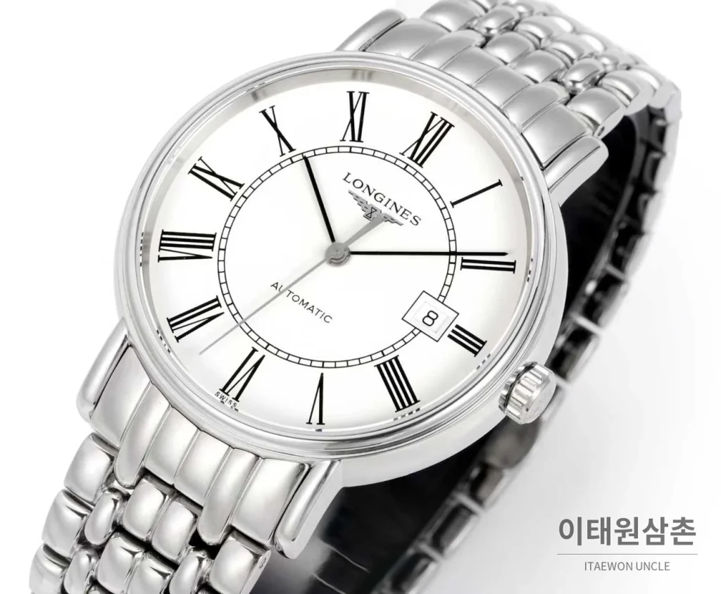 론진 클래식 스틸 화이트다이얼 심플 오토매틱 40mm 스틸 브레이슬릿 (3)