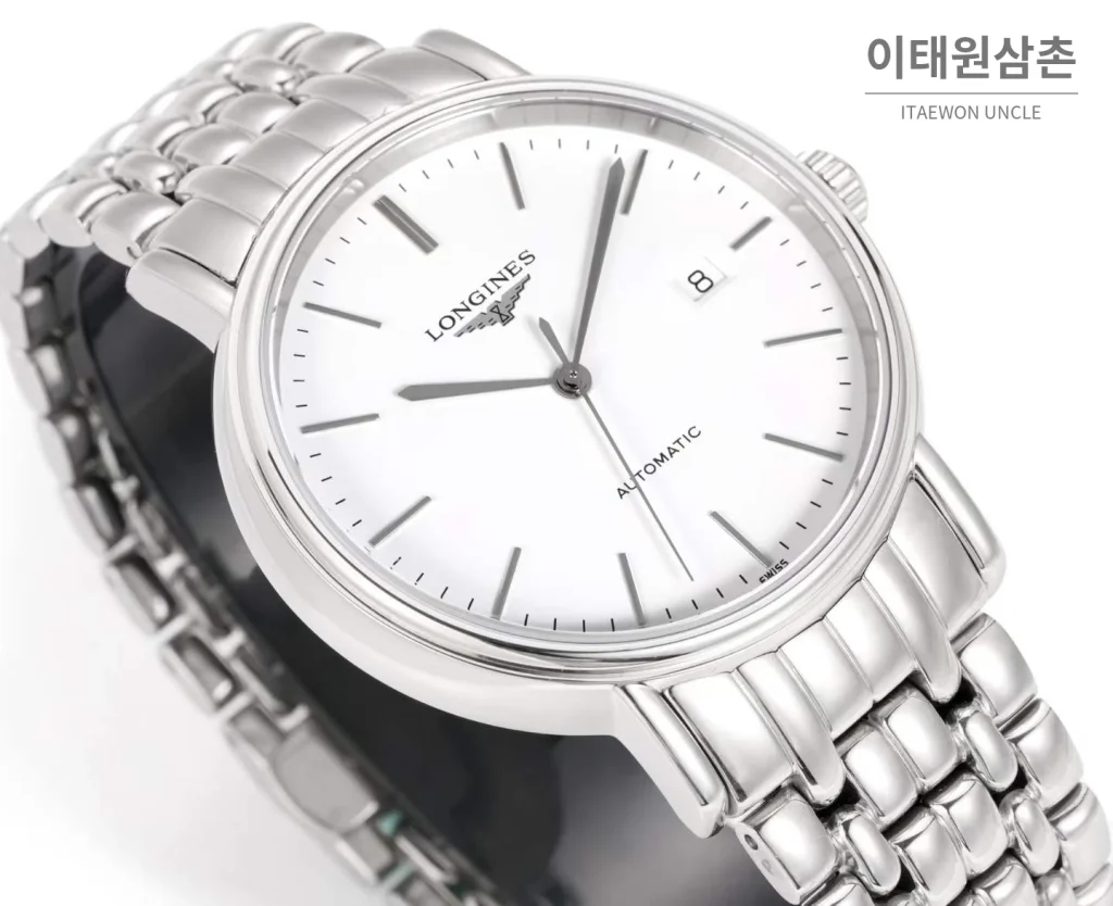 론진 클래식 스틸 화이트다이얼 심플 오토매틱 40mm 스틸 브레이슬릿