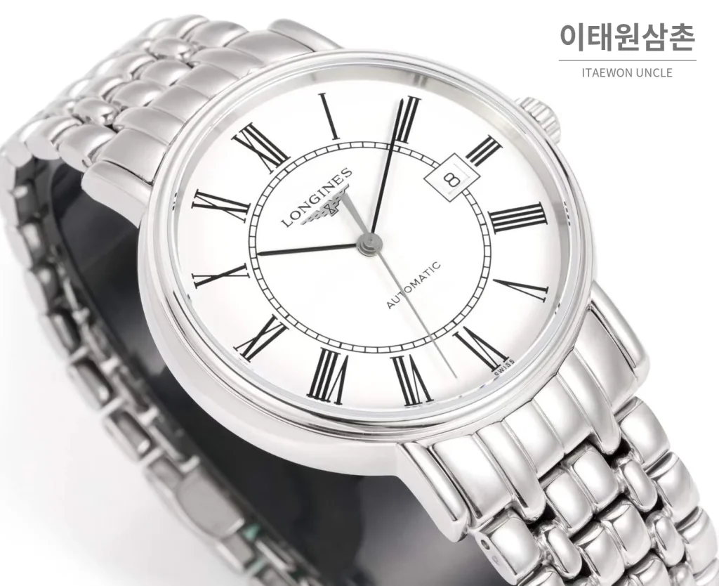 론진 클래식 스틸 화이트다이얼 심플 오토매틱 40mm 스틸 브레이슬릿 (3)