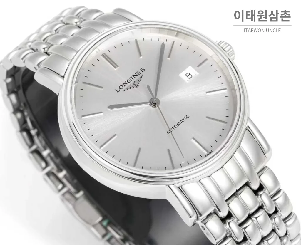 론진 클래식 스틸 화이트다이얼 심플 오토매틱 40mm 스틸 브레이슬릿 (4)