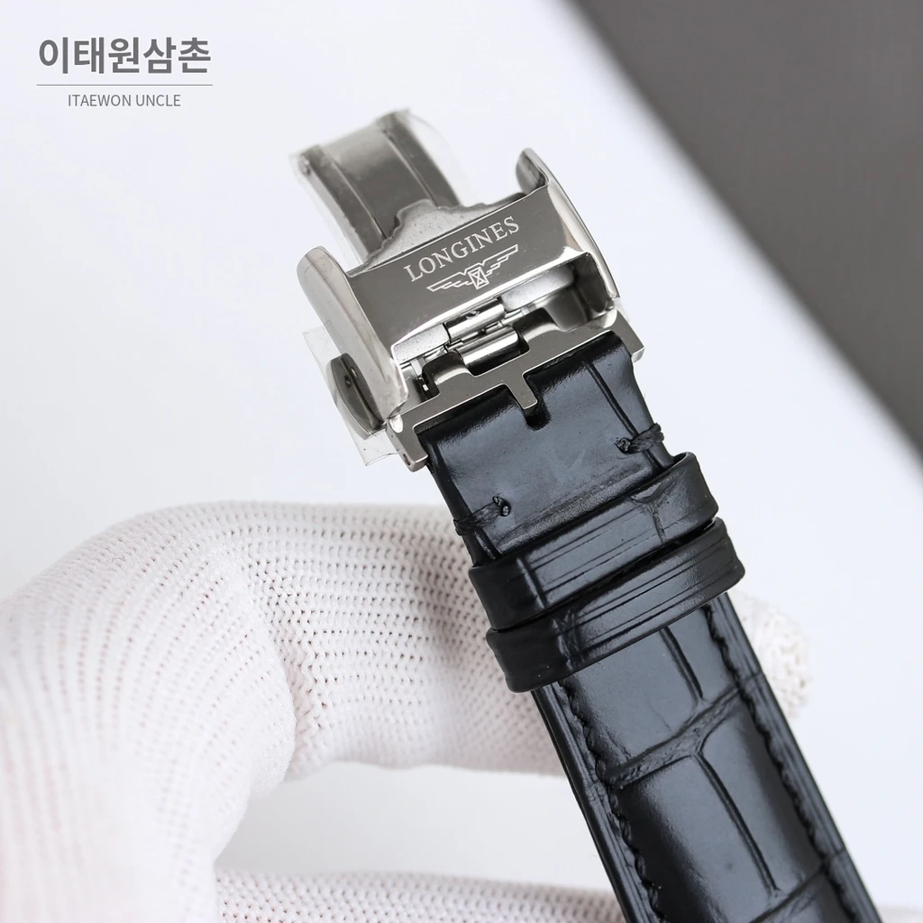론진 콘퀘스트 베이지다이얼 크로노그래프 가죽밴드 오토매틱 42mm