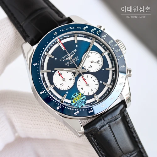 론진 콘퀘스트 블루다이얼 크로노그래프 오토매틱 42mm