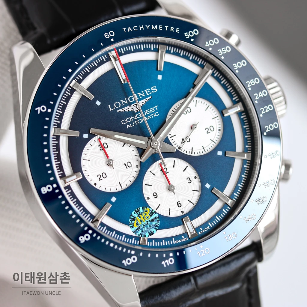론진 콘퀘스트 블루다이얼 크로노그래프 오토매틱 42mm