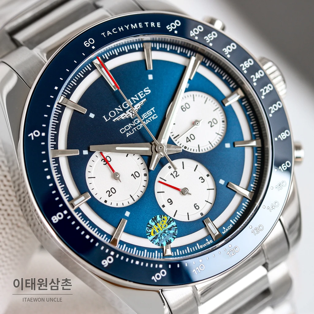 론진 콘퀘스트 블루다이얼 크로노그래프 오토매틱 42mm