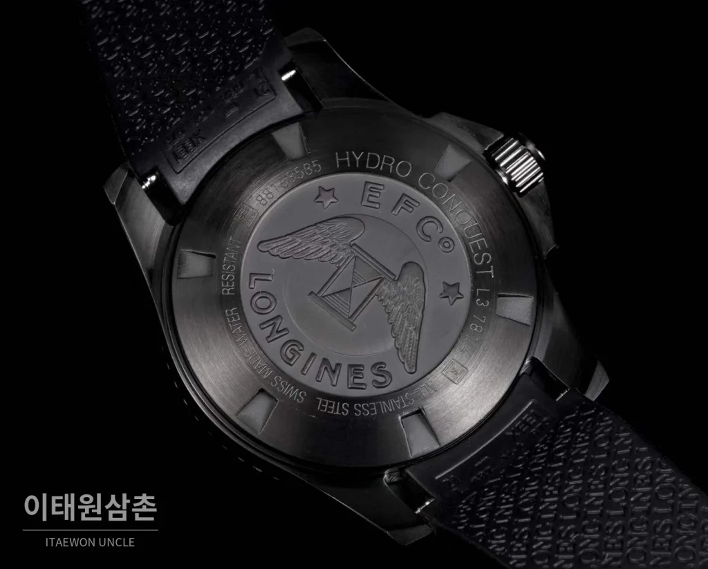 론진 콘퀘스트 세라믹 베젤 다이버 콘퀘스트 오토매틱 41mm 블랙 블랙 러버 스트랩