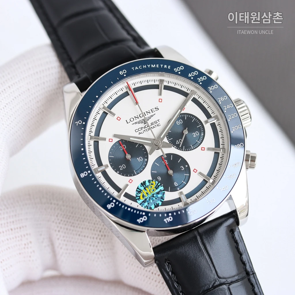 론진 콘퀘스트 그린다이얼 크로노그래프 가죽밴드 오토매틱 42mm