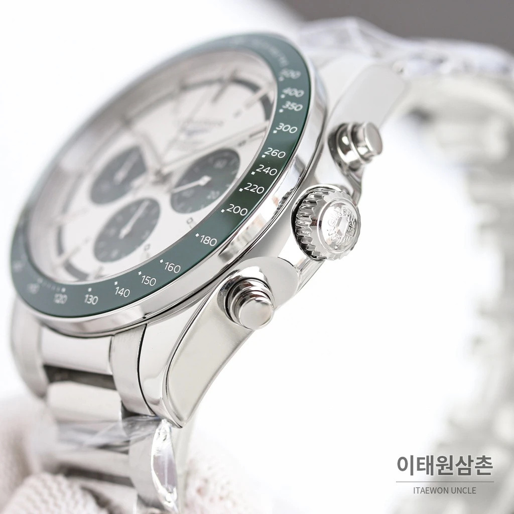 론진 콘퀘스트 그린다이얼 크로노그래프 스틸밴드 오토매틱 42mm