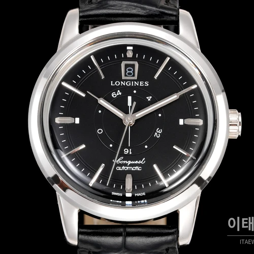 론진 콘퀘스트 헤리티지 센트럴 파워 리저브 블랙 다이얼 실버 인덱스 시계 40mm 론진 콘퀘스트 헤리티지 센트럴 파워 리저브 블랙 다이얼 실버 인덱스 시계 40mm