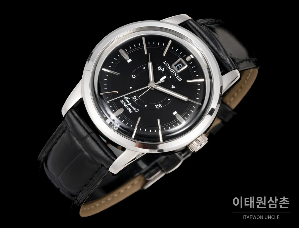 론진 콘퀘스트 헤리티지 센트럴 파워 리저브 블랙 다이얼 실버 인덱스 시계 40mm