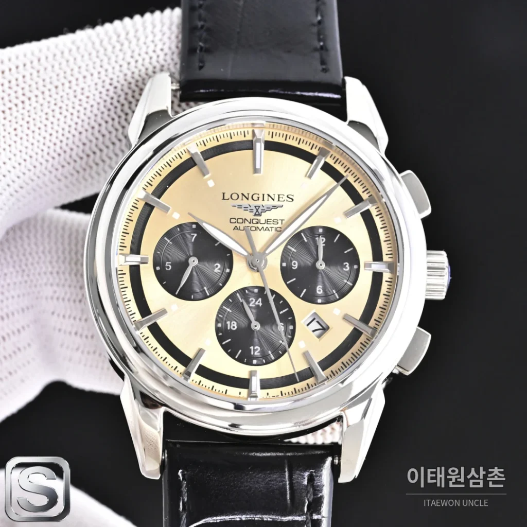 론진 콘퀘스트 헤리티지 식스핸즈 스틸 오토매틱 42mm