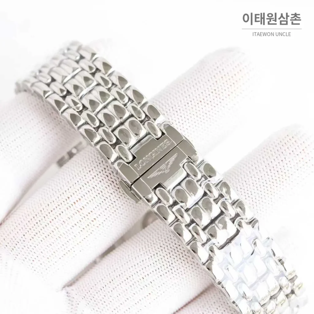 론진 엘레강스 스틸 화이트다이얼 로만인덱스 스몰세컨즈 오토매틱 38.5mm 스틸 브레이슬릿