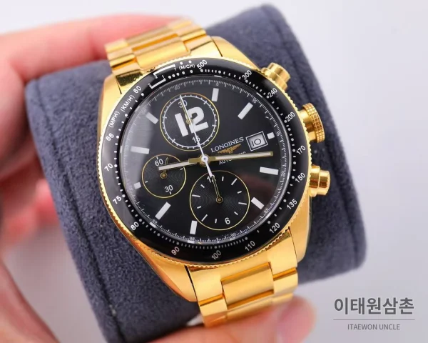 론진 헤리티지 스포츠 크로노그래프 스틸 블랙다이얼 오토매틱 42mm