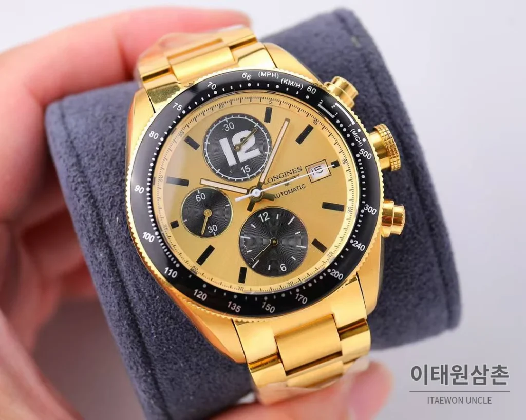 론진 헤리티지 스포츠 크로노그래프 스틸 블랙다이얼 오토매틱 42mm