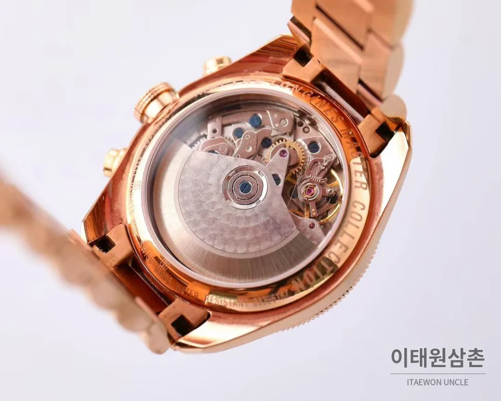 론진 헤리티지 스포츠 크로노그래프 스틸 블랙다이얼 오토매틱 42mm 로즈골드 브레이슬릿