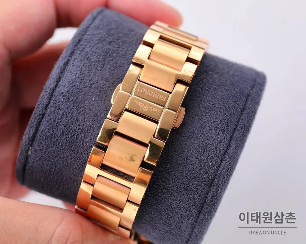 론진 헤리티지 스포츠 크로노그래프 스틸 블랙다이얼 오토매틱 42mm 로즈골드 브레이슬릿