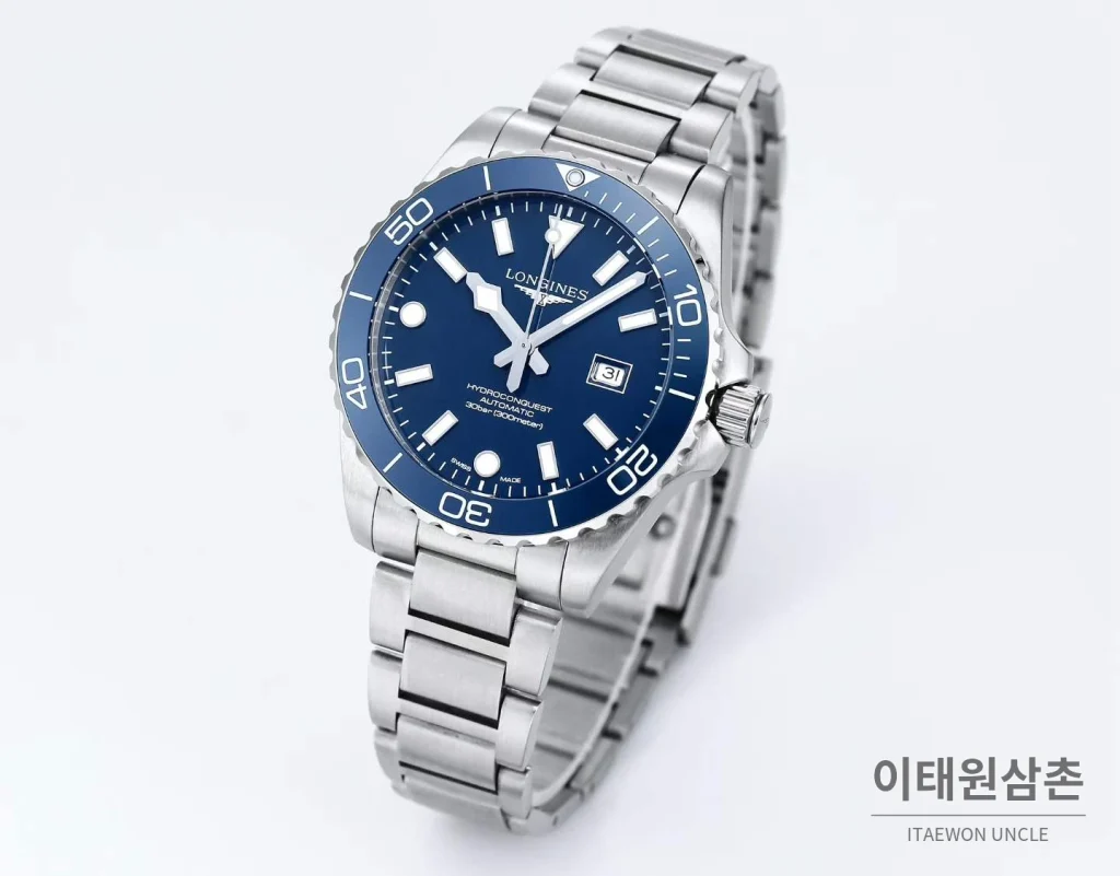 론진 하이드로콘퀘스트 3세대 904L 스틸 세라믹베젤 블루 다이버워치 42mm
