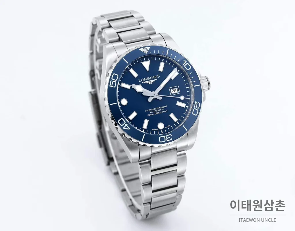 론진 하이드로콘퀘스트 3세대 904L 스틸 세라믹베젤 블루 다이버워치 42mm