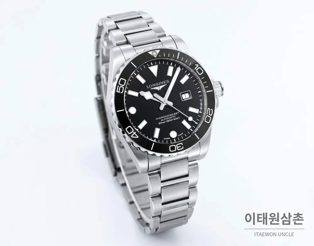 론진 하이드로콘퀘스트 3세대 904L 스틸 세라믹베젤 블랙 다이버워치 42mm