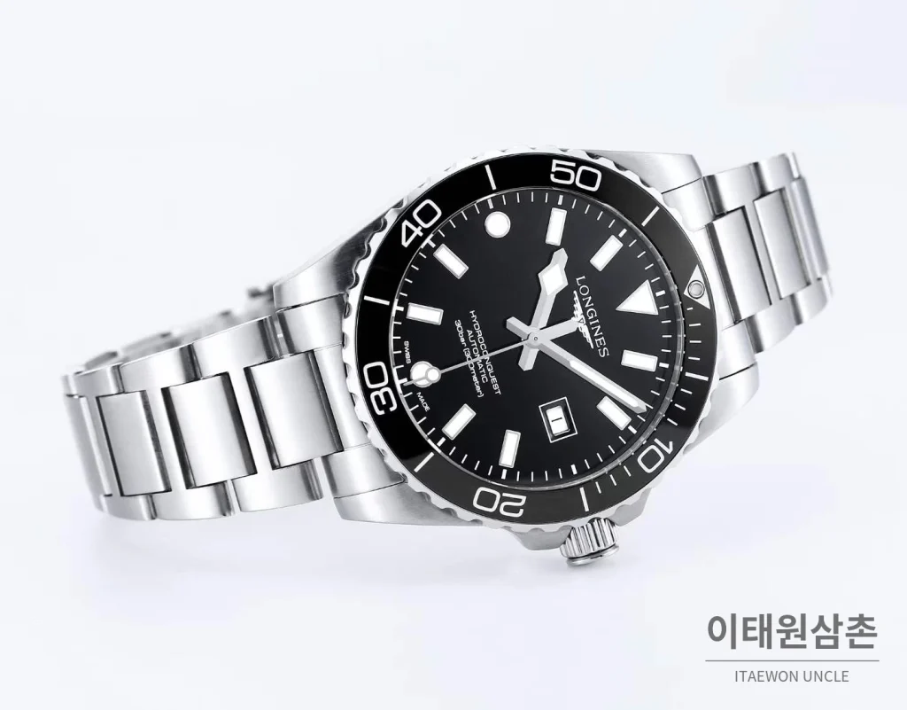 론진 하이드로콘퀘스트 3세대 904L 스틸 세라믹베젤 블랙 다이버워치 42mm