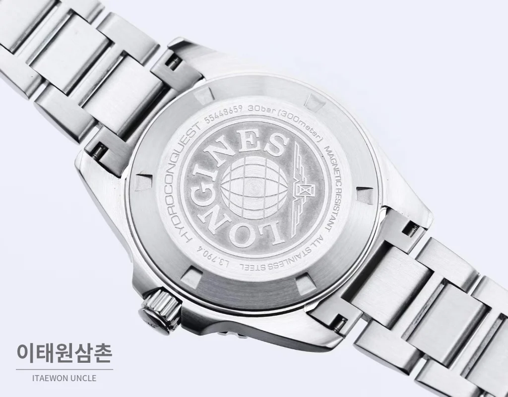 론진 하이드로콘퀘스트 3세대 904L 스틸 세라믹베젤 스카이블루 다이버워치 42mm
