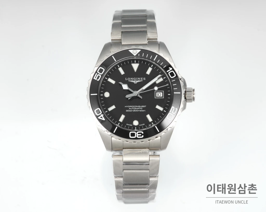 론진 하이드로콘퀘스트 스틸 블랙 다이얼 오토매틱 42mm