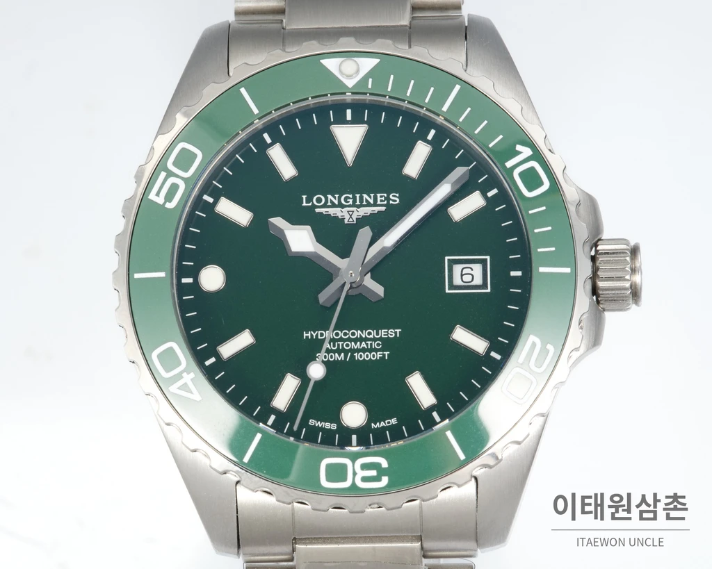 론진 하이드로콘퀘스트 스틸 딥 그린 다이얼 오토매틱 42mm