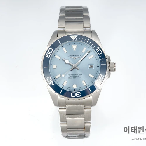 론진 하이드로콘퀘스트 스틸 아이스 블루 다이얼 오토매틱 42mm