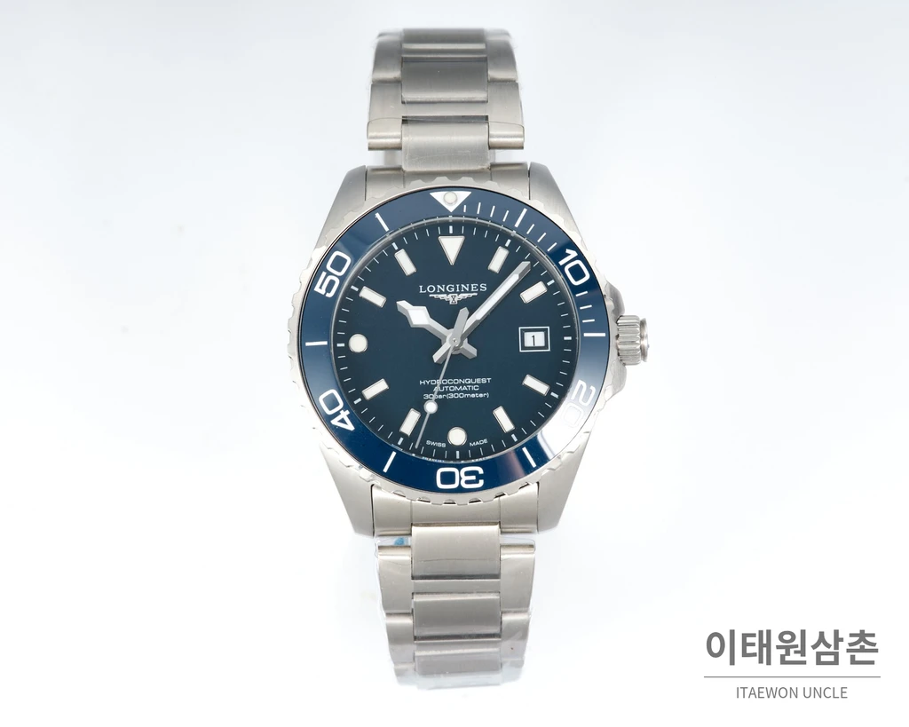 론진 하이드로콘퀘스트 스틸 네이비 블루 다이얼 오토매틱 42mm