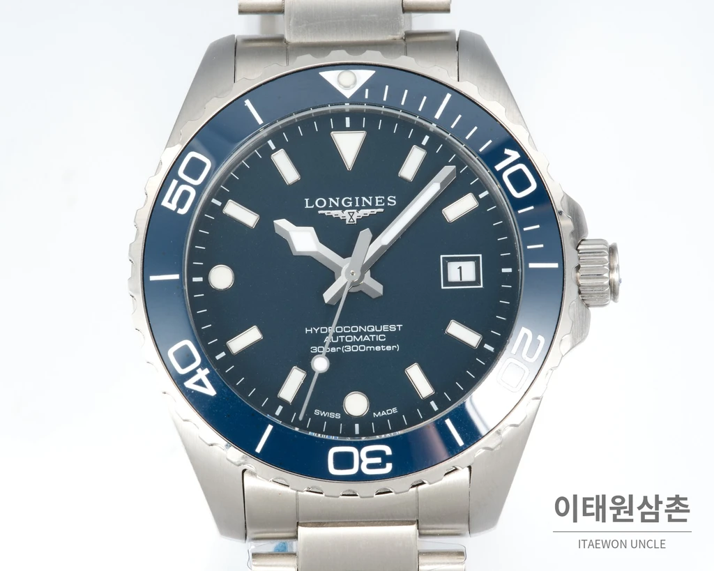 론진 하이드로콘퀘스트 스틸 네이비 블루 다이얼 오토매틱 42mm