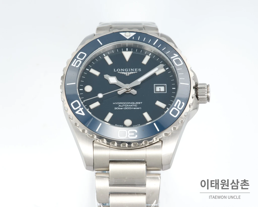 론진 하이드로콘퀘스트 스틸 네이비 블루 다이얼 오토매틱 42mm