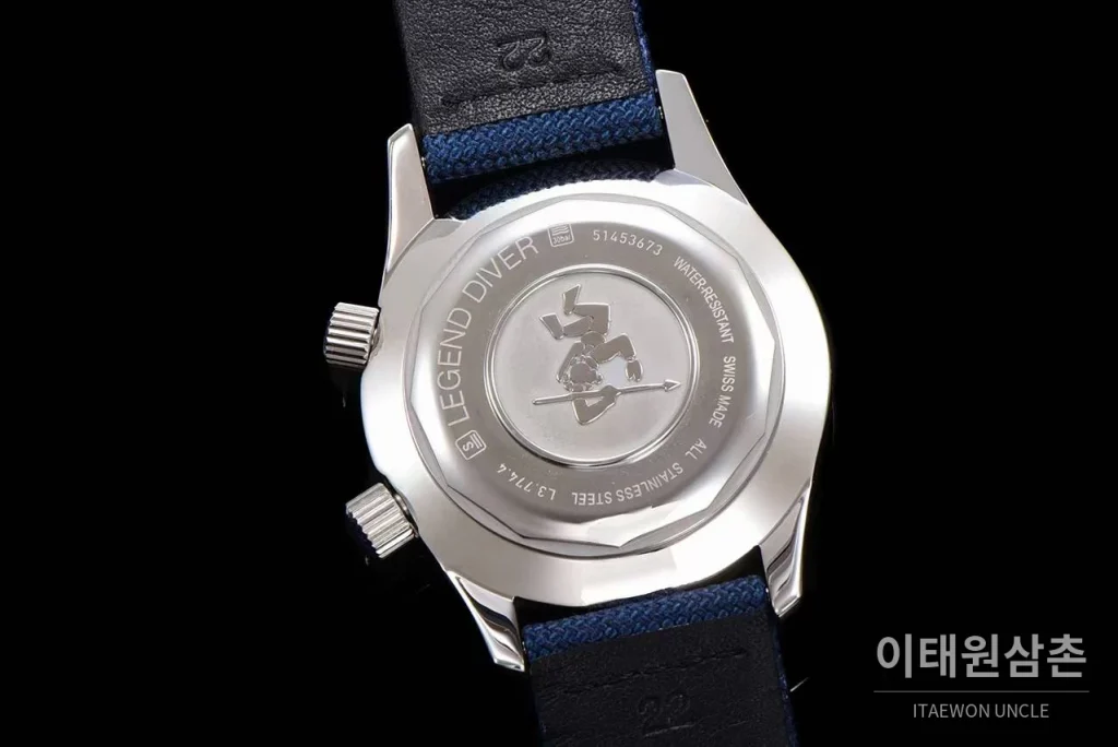 론진 레전드다이버 브론즈 그라데이션블랙다이얼 오토매틱 42mm 블루 나일론 스트랩